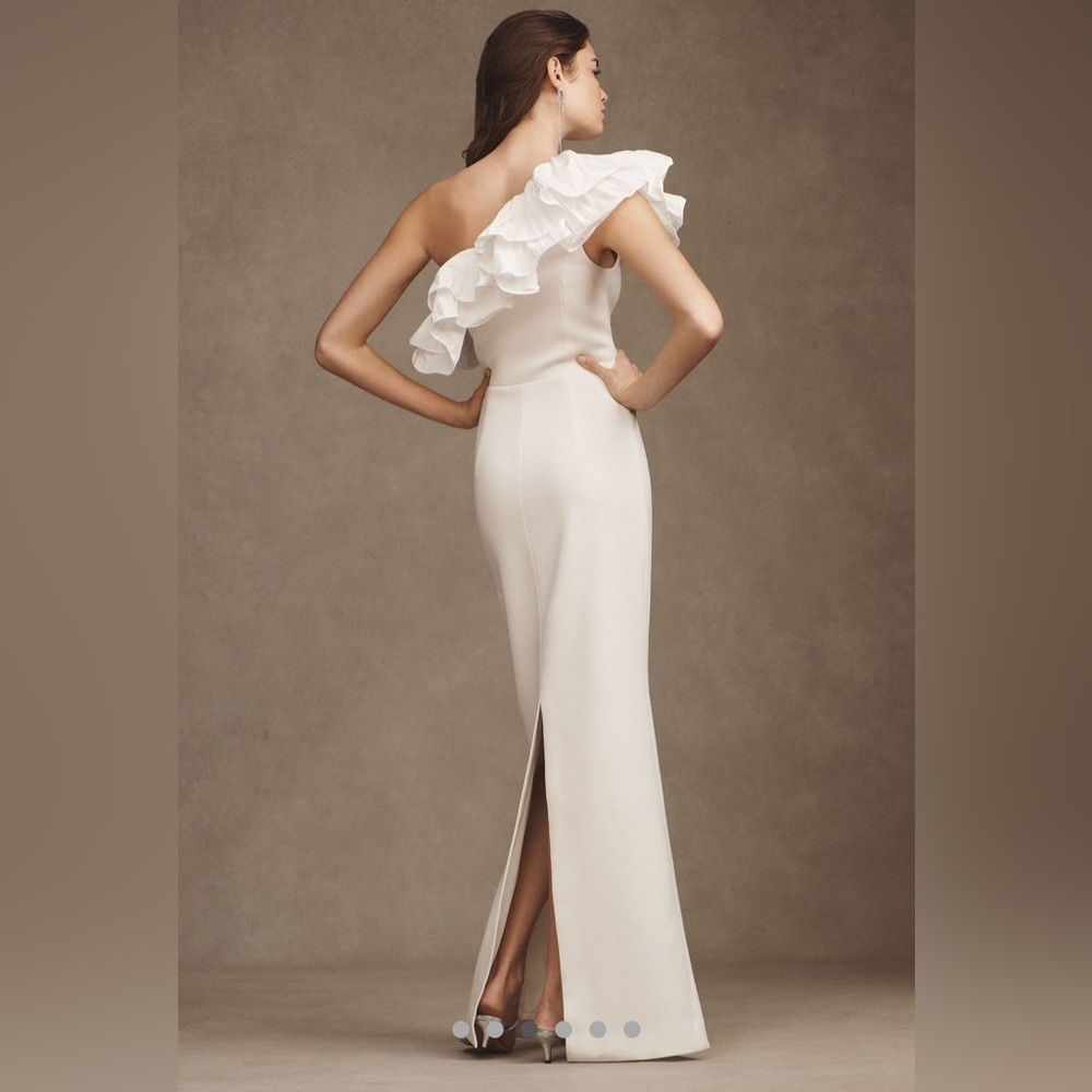 Rebecca Vallance Chloe Taffeta One-Shoulder Crepe Column Gown - Picture 2 of 8
